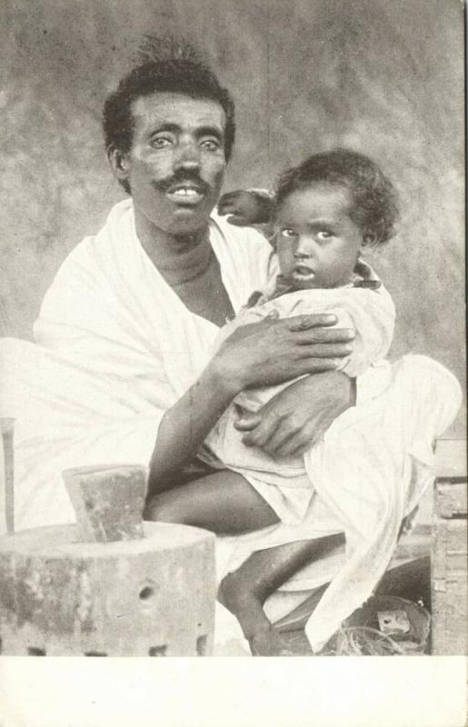 abyssinia, SOMALIA, Native Man with Young Child (1920s)