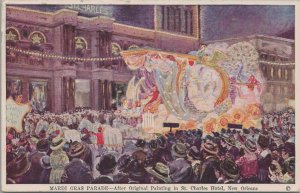 Postcard Mardi Gras Parade Paining St Charles Hotel New Orleans LA