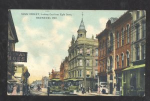 RICHMOND INDIANA DOWNTOWN MAIN STREET SCENE VINTAGE POSTCARD 1908