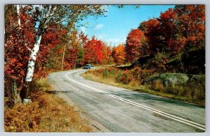 Fall Colours, Highway, Greetings From Huntsville, Ontario, Vintage Postcard