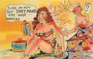 1940s Ray Walters Bathing Bikini Sunburn Comic Humor Postcard Teich 3245