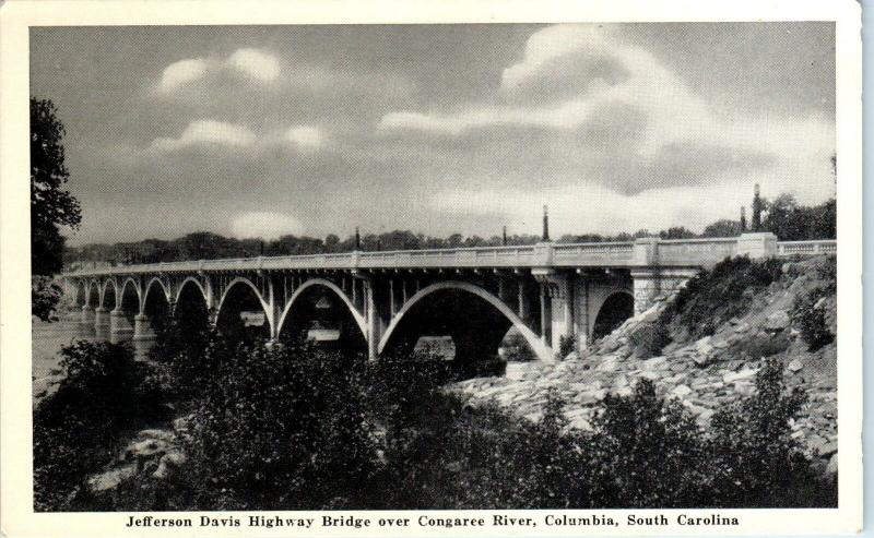 COLUMBIA, SC South Carolina   JEFFERSON DAVIS  Highway BRIDGE c1950s    Postcard