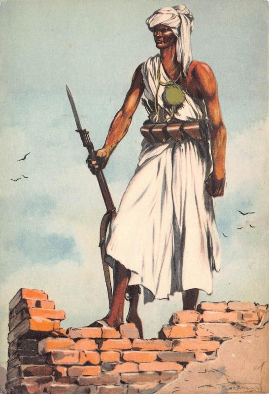 COLONIAL AFRICA DUBAT SOMALIA ITALY WW2 MILITARY PROPAGANDA POSTCARD (1940s) 