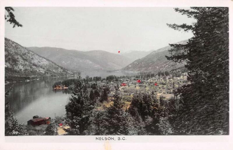 Nelson BC Canada Birdseye View Of City Tinted Real Photo Antique Postcard K77598