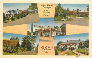 Postcard Georgia Valdosta Pines Camp Cottage Trailer Court Cook 23-8291