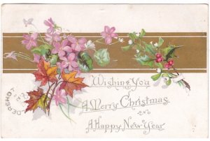 Merry Christmas And A Happy New Year, 1906 Postcard, Broken Circle Cancels, DPO