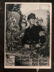 1938 Asch Germany Picture Postcard cover Sudetenland annexation we made it clear