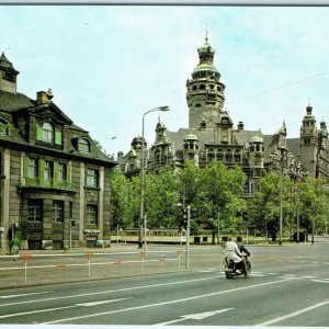 c1970s Leipzig, Germany New Town Hall Street Scene Motorcycle Chrome 4x6 PC M25