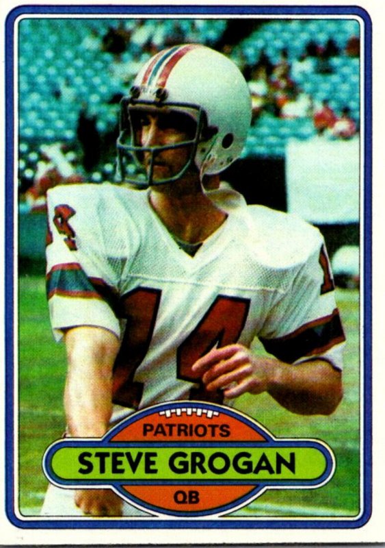 1980 Topps Football Card Steve Grogan QB New England Patriots sun0363