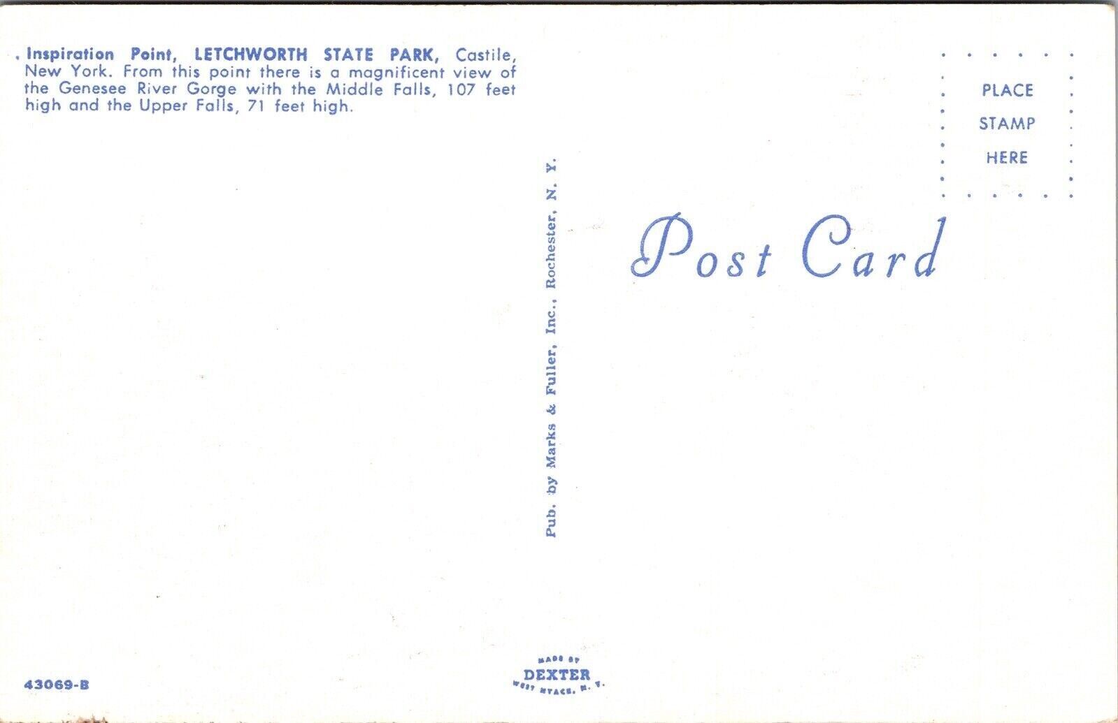 Letchworth State Park Castile New York Scenic Birds Eye View Chrome