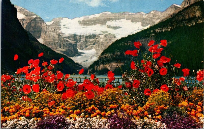 Lake Louise Victoria Flacier Banff National Park Canadian Rockies Postcard VTG 