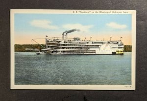 Mint Vintage SS President on Mississippi Dubuque Iowa Picture Postcard