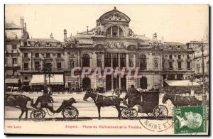 Angers Postcard Old Square rallying the theater