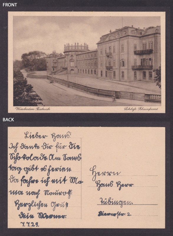Vintage postcard Biebrich Palace Rheinfront Wiesbaden Hesse Germany