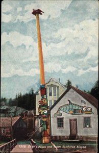 Ketchikan Alaska AK Chiefs House Totem Pole 1900s-10s Postcard