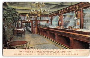 CAFE RAUB Grill Room Bar NEW YORK CITY 1908 Brooklyn Scarce Vintage Postcard