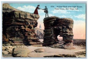 San Diego California CA Postcard Arched Rock Light House Point Loma 1938 Vintage