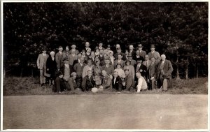 RPPC Postcard Large Group of Men Fraternal Club Lodge Vintage Photo Postcard