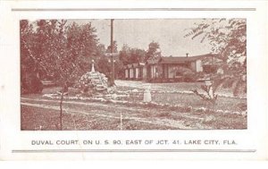 DUVAL COURT Lake City, Florida US 90 Roadside c1930s Vintage Postcard