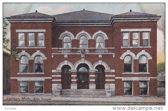 JACKSON, Michigan, 1900-1910s; Elks Temple (Front View)