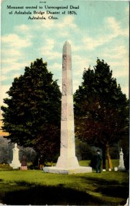 Postcard OH Ashtabula Monument Unrecognized Dead Bridge Disaster 1876 1910 F14