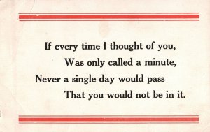 VINTAGE POSTCARD IF EVERY TIME I THOUGHT OF YOUÂ QUOTES ON DIVIDED BACK CARD