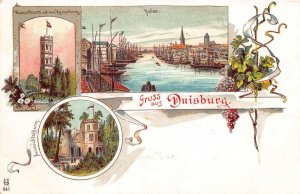 Duisburg Germany Harbor View  Water Tower Gruss aus Postcard AA110491