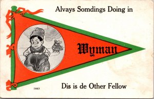 Postcard Pennant Flag Wyman Travel Advertising Greetings