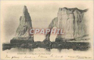 Postcard Old Etretat Needle and the Porte d'Aval (map 1900)