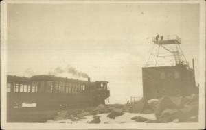 Pikes Peak CO RR Train Car & Tower c1910 AZO Real Photo Postcard