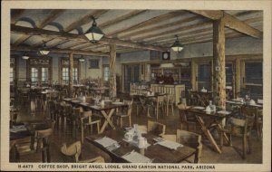 Grand Canyon Arizona AZ Bright Angel Lodge Motel Coffee Shop Linen Postcard