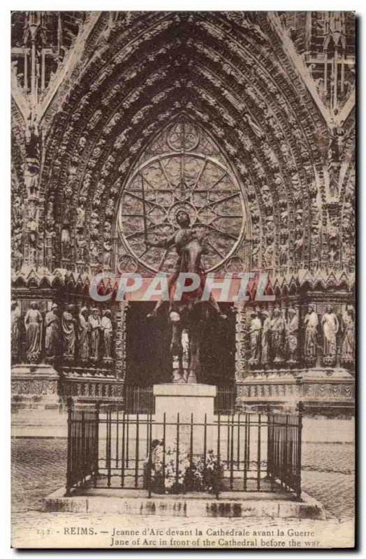 Reims Old Postcard Jeanne d & # 39arc front of the cathedral before the war