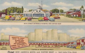 Utah Salt Lake City Covey's New America Motel & Coffee Shop Curteich sk2628