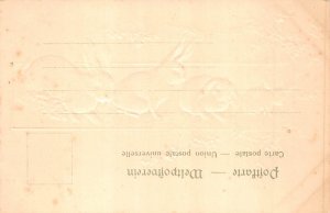 Easter Greetings Rabbits Flowers Tree embossed postcard C317