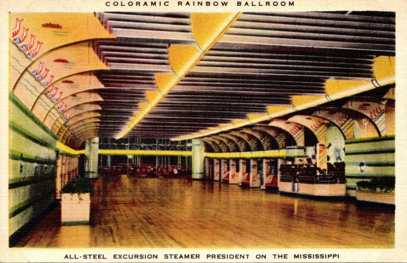 Steamer President On The Mississippi River Coloramic Rainbow Ballroom