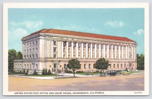 Linen~United States Post Office & Court House~Sacramento CA~Vintage Postcard