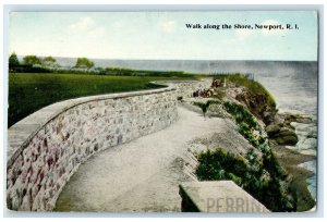 c1910 Walk Along The Shore Exterior View Cliff Newport Rhode Island RI Postcard