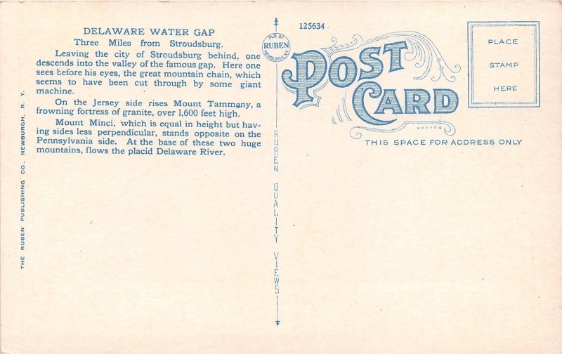 Delaware Water Gap Pennsylvania~Promontory-Three Mountain View~Info on Back~&...