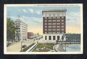 WARREN OHIO SECOND NATIONAL BANK DOWNTOWN STREET VINTAGE POSTCARD