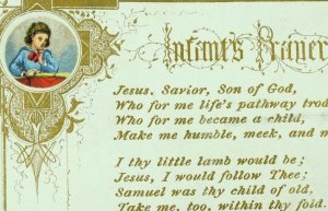 1870's-80's Lovely Infant's Prayer Jesus Little Lamb Victorian Card F81