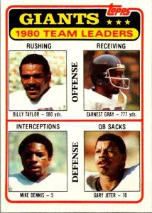 1981 Topps Football Card '81 Giants Leaders Taylor Gray Dennis Jeter sk1...