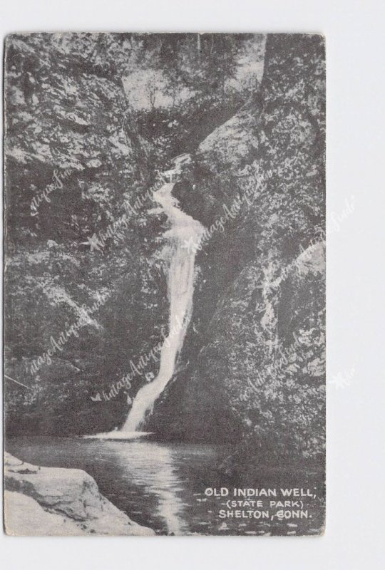 PPC POSTCARD CONNECTICUT SHELTON OLD INDIAN WELL STATE PARK 