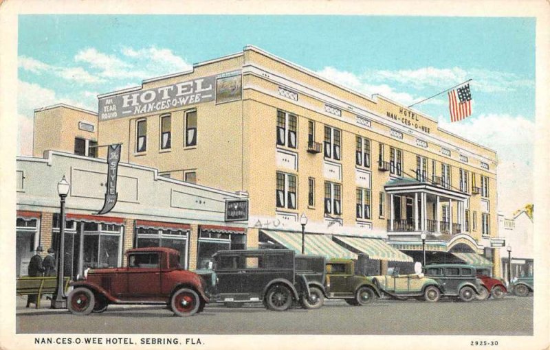 Nan-ces-o-wee Hotel Street Scene Sebring Florida Vintage Postcard RR674 