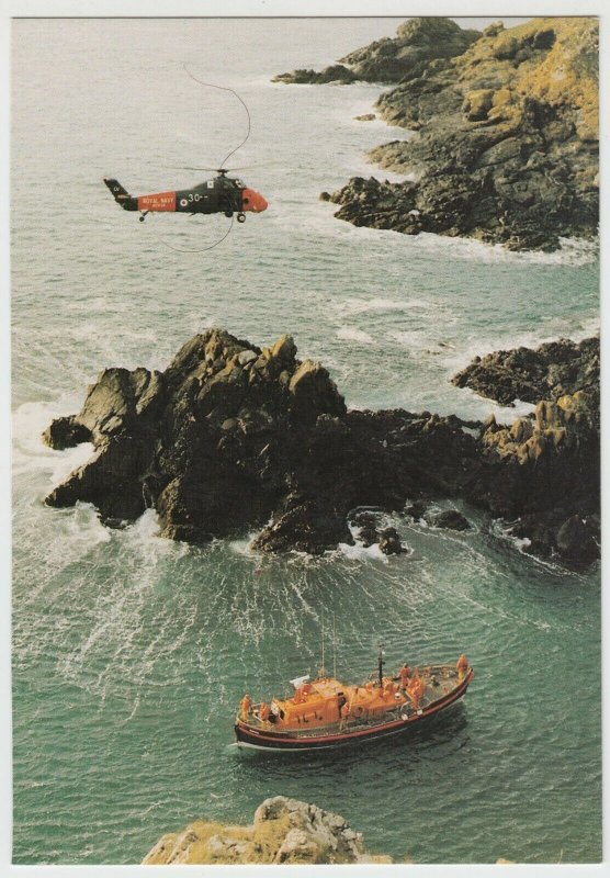 Shipping; Lizard Cadgwith Lifeboat Duke Of Cornwall & Wessex Helicopter PPC