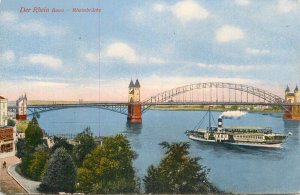 Germany navigation themed postcard Bonn Rhin bridge paddle cruiser