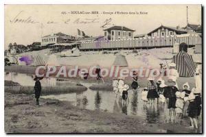 Old Postcard Soulac Sur Mer Kid In The Group Baine