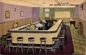 Linen Postcard Judge's Bar Restaurant Sandwiches Sheboygan, Wisconsin