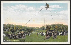 US Army Officer on Observation Tower Held up by Wires Used c1918