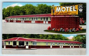 BELLE FOURCHE, South Dakota SD ~ Roadside MOTEL LARIAT 1966   Postcard