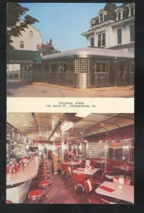 STROUDSBURG PENNSYLVANIA PA. COLONIAL DINER INTERIOR ADVERTISING POSTCARD